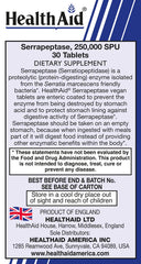 HealthAid Serrapeptase delayed-release bottle for convenient daily dosing.