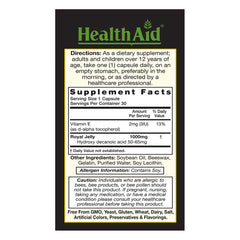 HealthAid Tang Royal Jelly 1000mg softgel capsules close-up showing nutrient-rich formula.