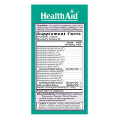 HealthAid UltraProbio viable strains 14 types illustrated for gut diversity.