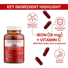 HealthBest iron capsules in hand for easy daily routine