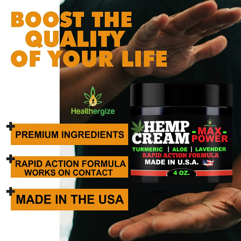 Dispensing Healthergize hemp cream from a pump bottle for easy use.