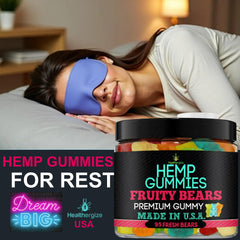 Close-up of Healthergize gummies showing bright fruit flavor and chewable texture.