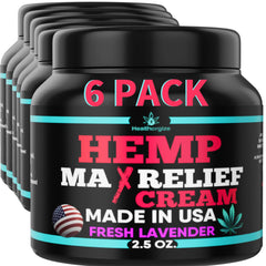 Healthergize Hemp Cream lavender jar showing premium moisturizing texture for dry skin.