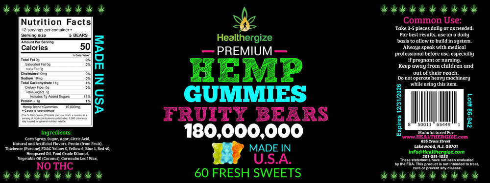 Healthergize nightly relaxation gummies kept in a compact 3-pack.