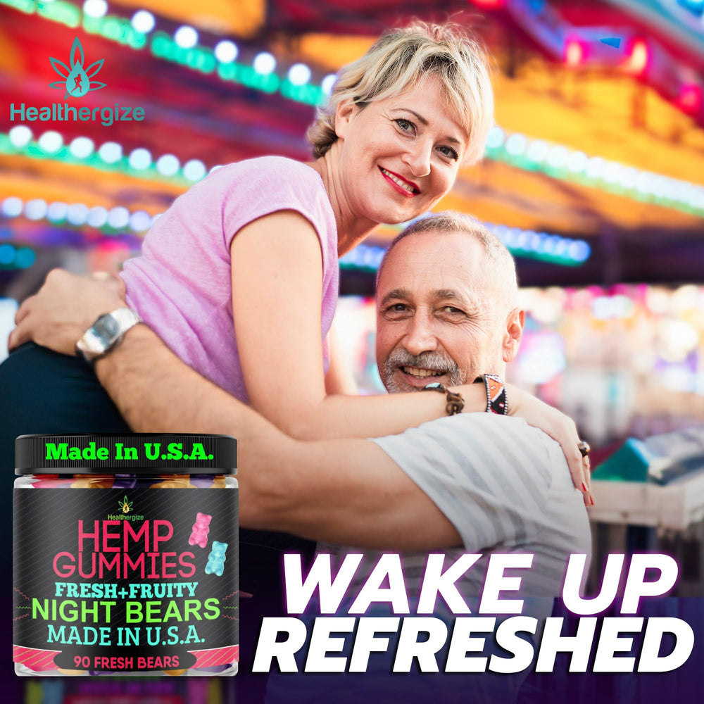 Healthergize Hemp Gummies omega-blend panel highlights daily wellness support.
