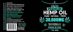 Pet-safe Healthergize hemp oil packaging with dosage guidance.