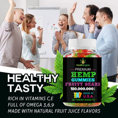 Dropper of omega hemp oil with Healthergize branding suggesting daily supplementation.
