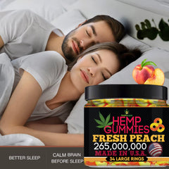 Healthergize Peach Rings gummies packaging showing USA-made seal.