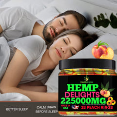 Healthergize premium hemp oil gummies peach pack viewed for a refreshing bite during breaks.
