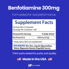 Healthfare Benfotiamine capsules pour shot showing easy intake
