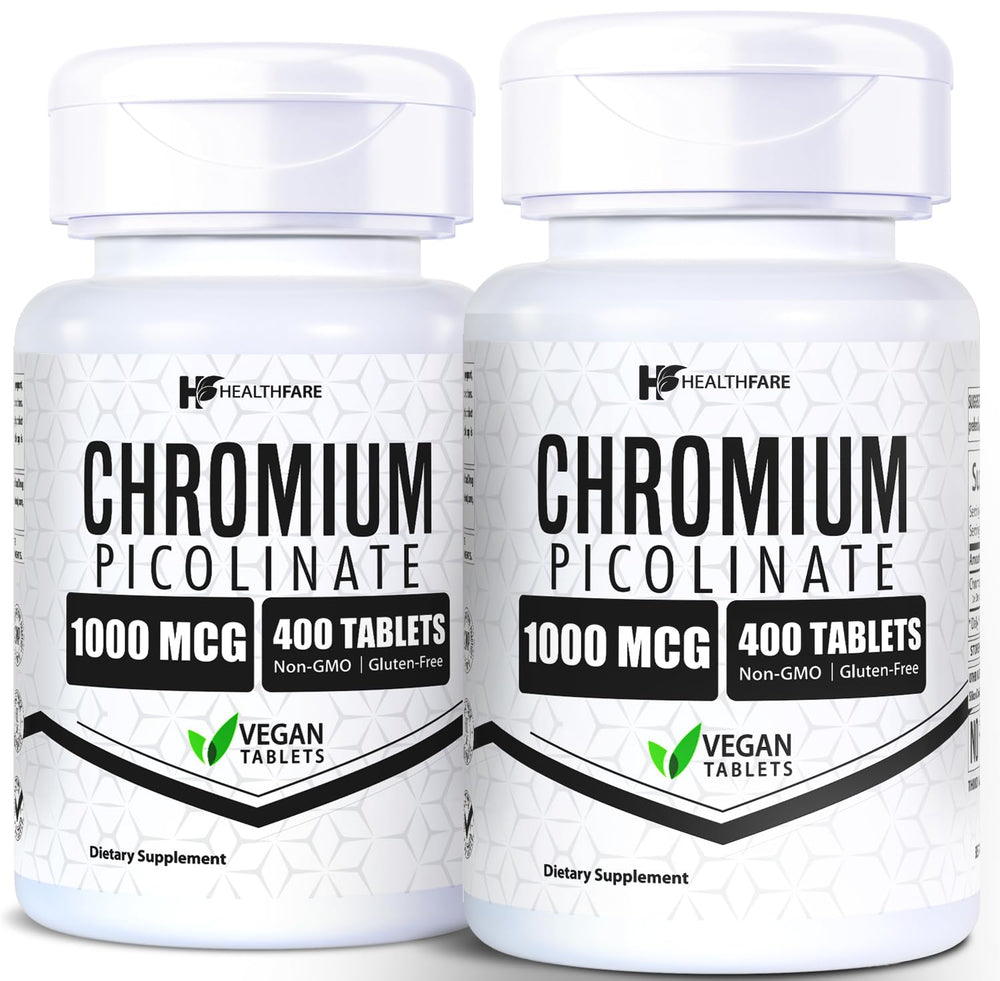 HealthFare Chromium Picolinate 1000mcg bottle front for daily wellness.
