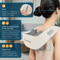 HEALTHMATE IN9532 ergonomic wider massage head fits diverse shoulders.