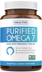 Healths Harmony Omega 7 softgel bottle for daily wellness.