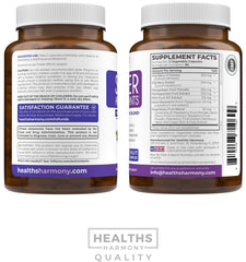 Healths Harmony Vegan Non-GMO Capsules on a clean backdrop.