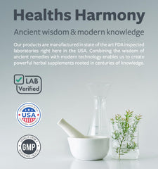 Healths Harmony vegan non-GMO capsules displayed for clean nutrition