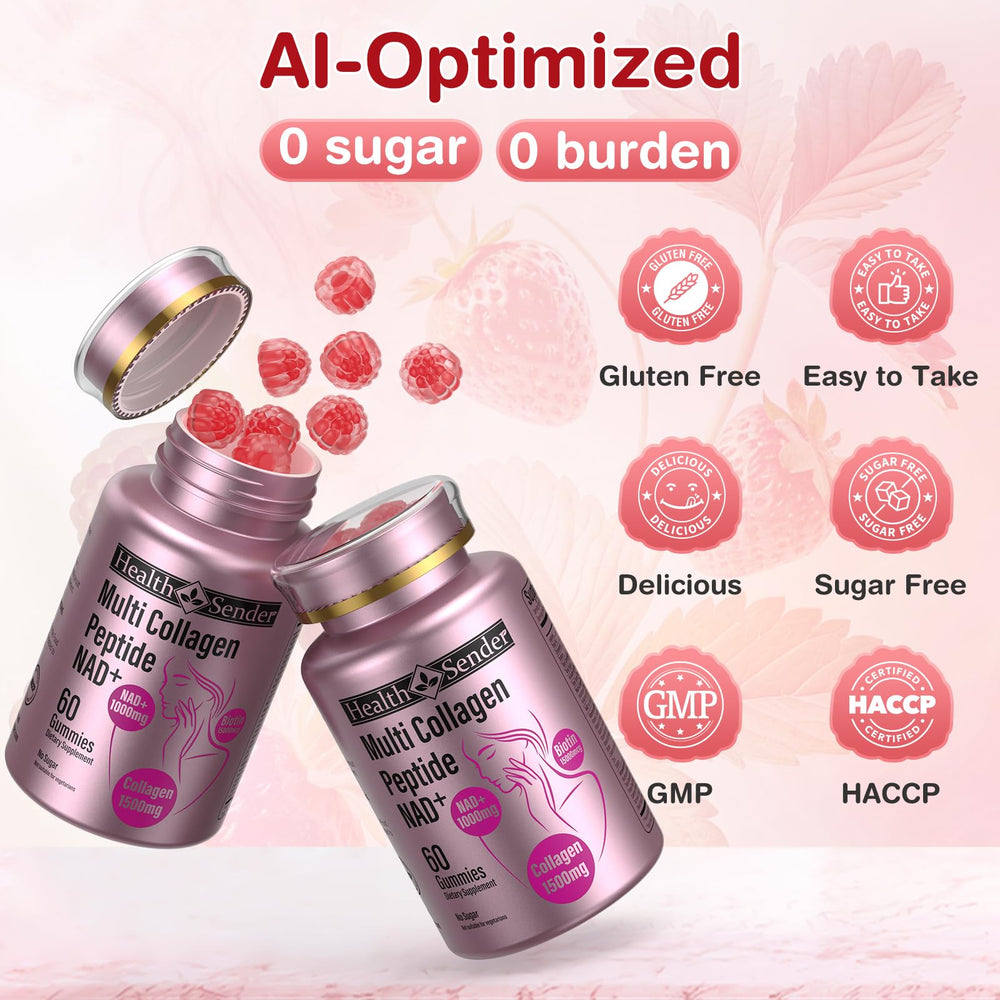HealthSender Collagen Gummies nutrition panel with multi-type collagen blend