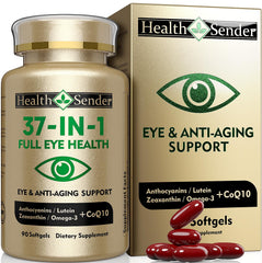 HealthSender Eye Vitamin 37-in-1 bottle highlighting comprehensive eye support