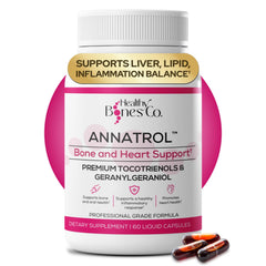 Healthy Bones Co. Annatrol bottle front highlights premium tocotrienols for daily vitality.