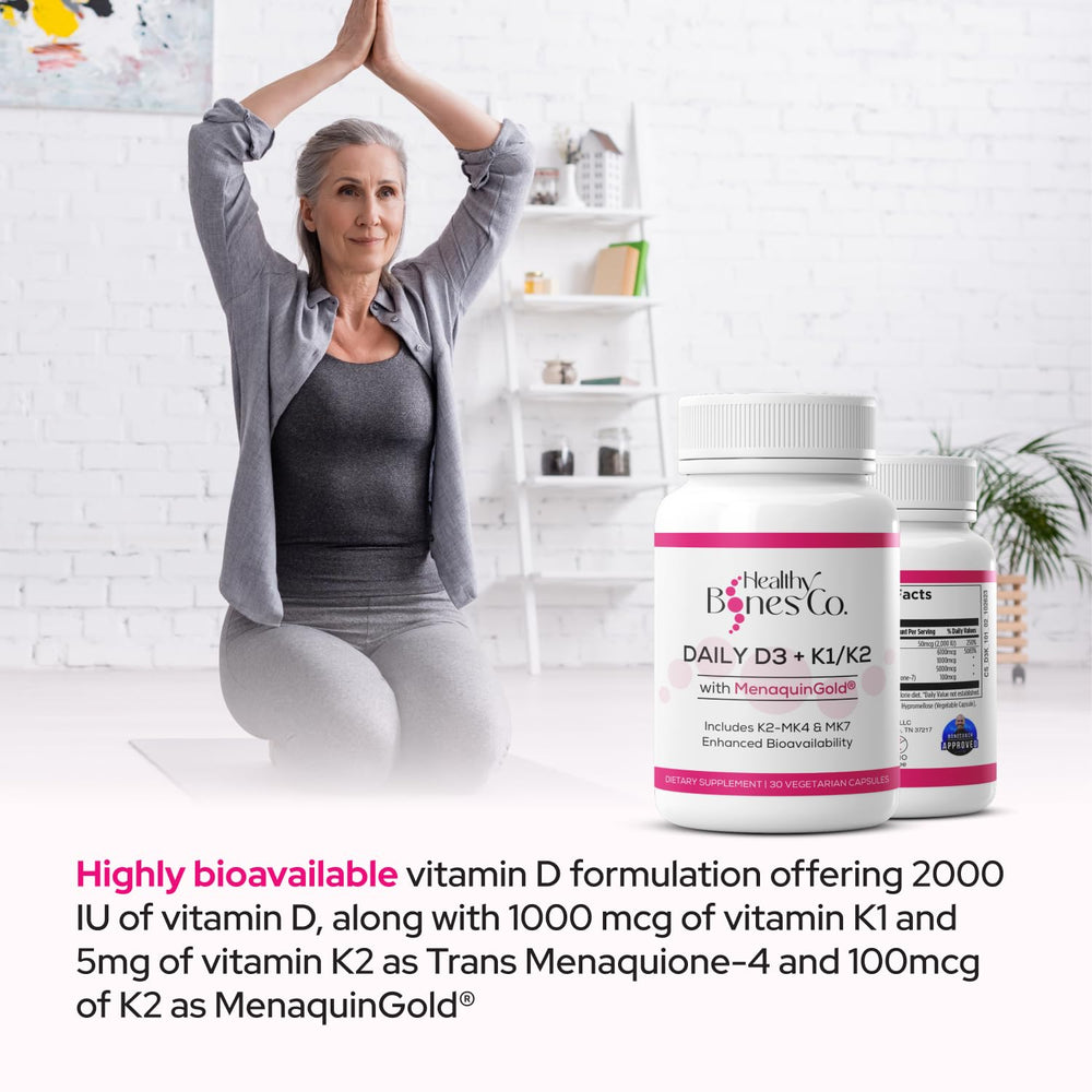 Healthy Bones Co MenaquinGold K2-7 symbol on packaging