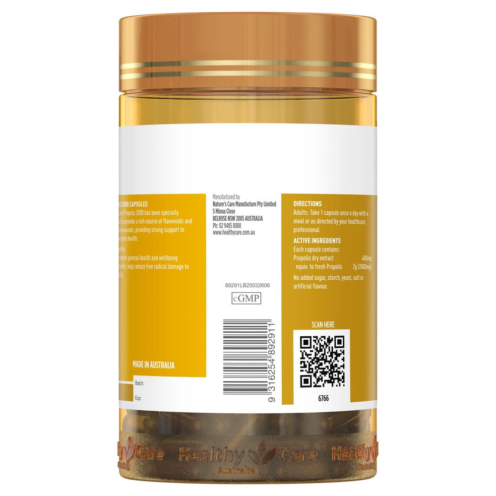 Healthy Care Propolis 2000 capsules ready for daily antioxidant support