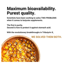 Daily routine with Healthy Gut Tributyrin-X bottle near a glass of water