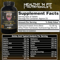 Healthy 'N Fit Amino 10,000 bottle back highlights ingredients and purity for reliable daily amino support.