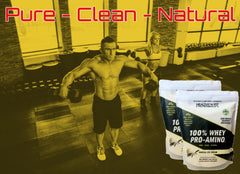 Healthy 'N Fit vanilla label closeup showing 100% whey ingredients