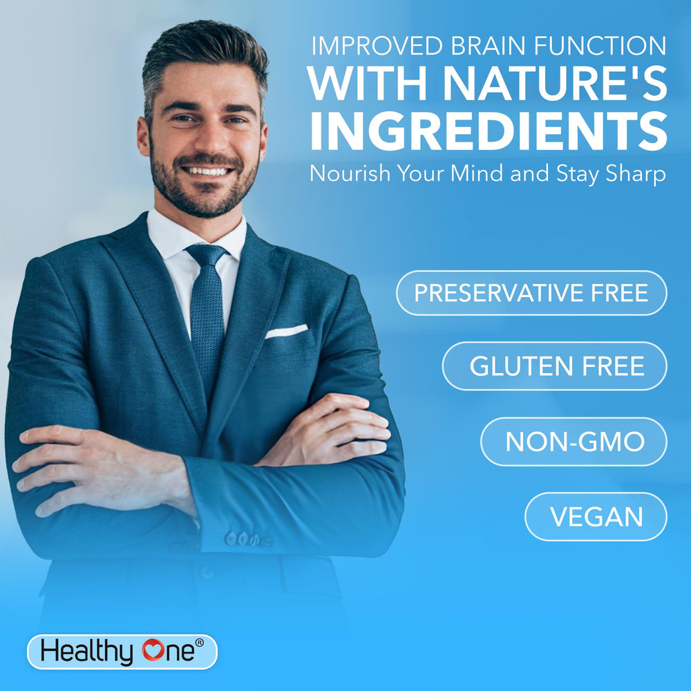 Healthy One Healthy Mind box with ingredients banner suggesting mental sharpness.
