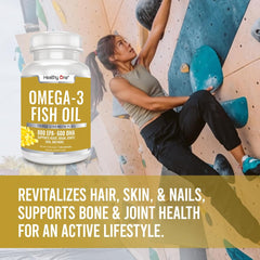 Healthy One Omega-3 real lemon flavor bottle emphasizes pleasant taste.