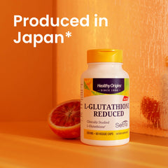 Etiqueta clara de Healthy Origins Setria L-Glutatión; calidad farmacéutica para tu rutina.