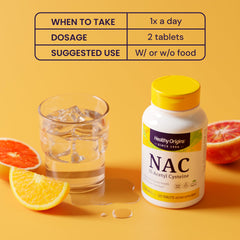 Healthy Origins NAC cap open shows easy access for daily supplementation.