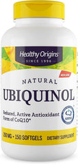Healthy Origins Ubiquinol bottle front view highlighting heart-friendly CoQ10.