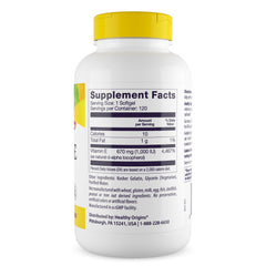 Healthy Origins Vitamin E 1000 IU softgels in bottle for convenient use
