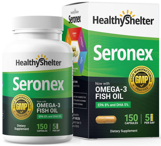 Healthy Shelter Seronex Omega-3 bottle supporting skin repair and pigmentation