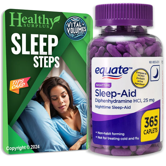 Equate Sleep-Aid bottle with caplets for restful nights