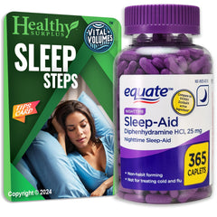 Equate Sleep-Aid bottle with caplets for restful nights