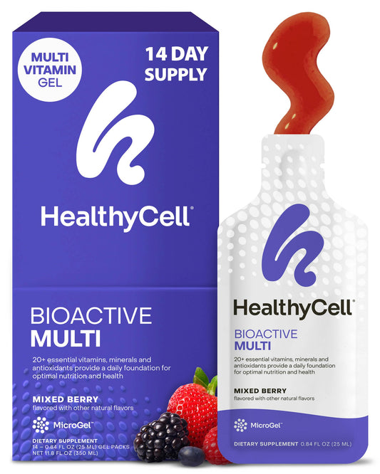 HealthyCell Bioactive Daily Liquid Multivitamin berry gel-pack ready for daily use