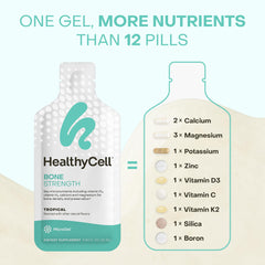 HealthyCell calcium magnesium vitamin D3 and K2 formula supports bone health.
