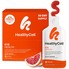 HealthyCell Eye Health Daily Liquid Bottle Pour showing convenient daily use.