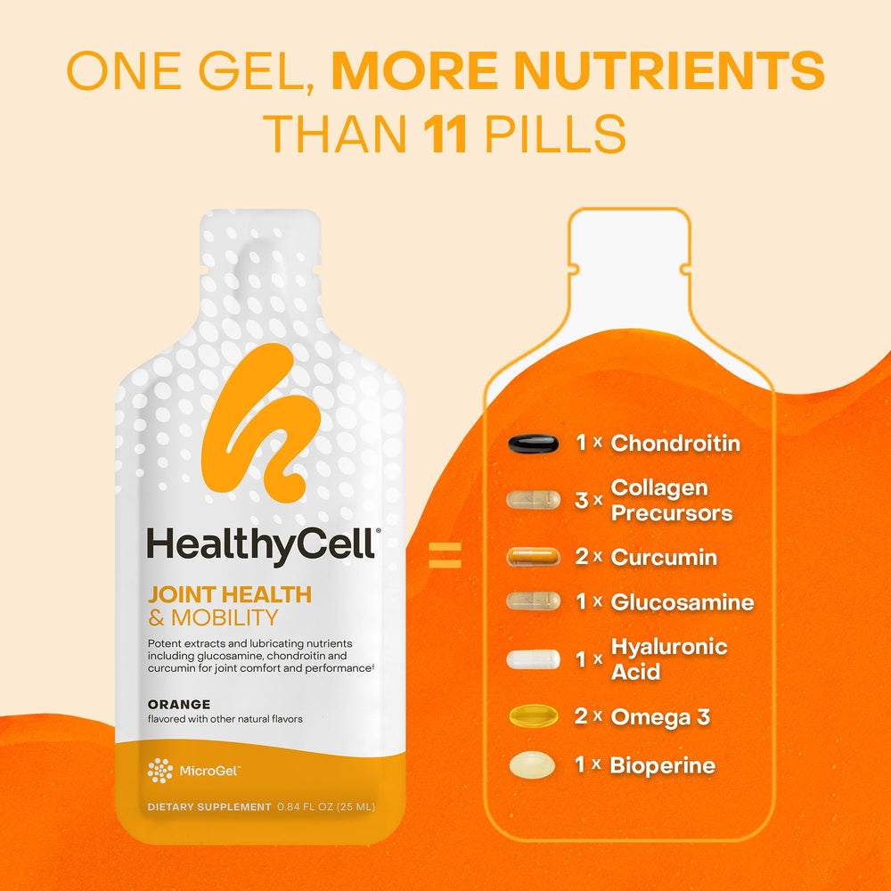 HealthyCell gel being poured into a drink for easy mixing.