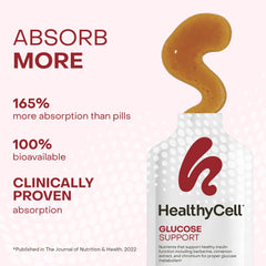 HealthyCell Glucose Support apple cinnamon flavor, tasty daily support.