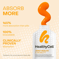 HealthyCell on-the-go gel pack designed for daily joint mobility during travel.