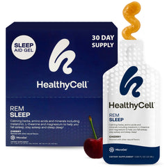 HealthyCell REM Sleep gel-pack in cherry flavor supports calm nights and easier sleep onset.