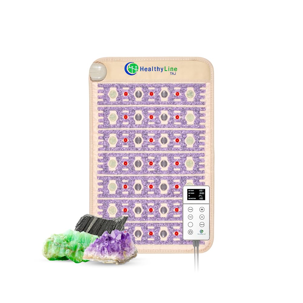 HealthyLine TAJ far infrared heating pad in use for soothing warmth and deep relaxation.