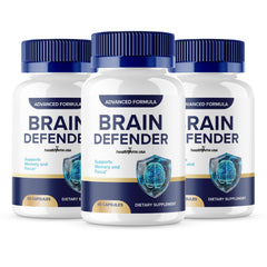 HealthyVita Brain Defender bottle front view for daily cognitive support.