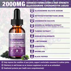 Healtionist glucosamine chondroitin liquid drops pour shot—convenient daily joint care.