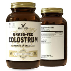 Heart & Soil colostrum capsules bottle front view for gut health and immune support