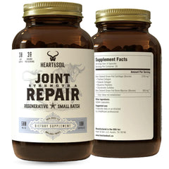 Heart & Soil joint-support bottle highlights premium mobility-support formula.
