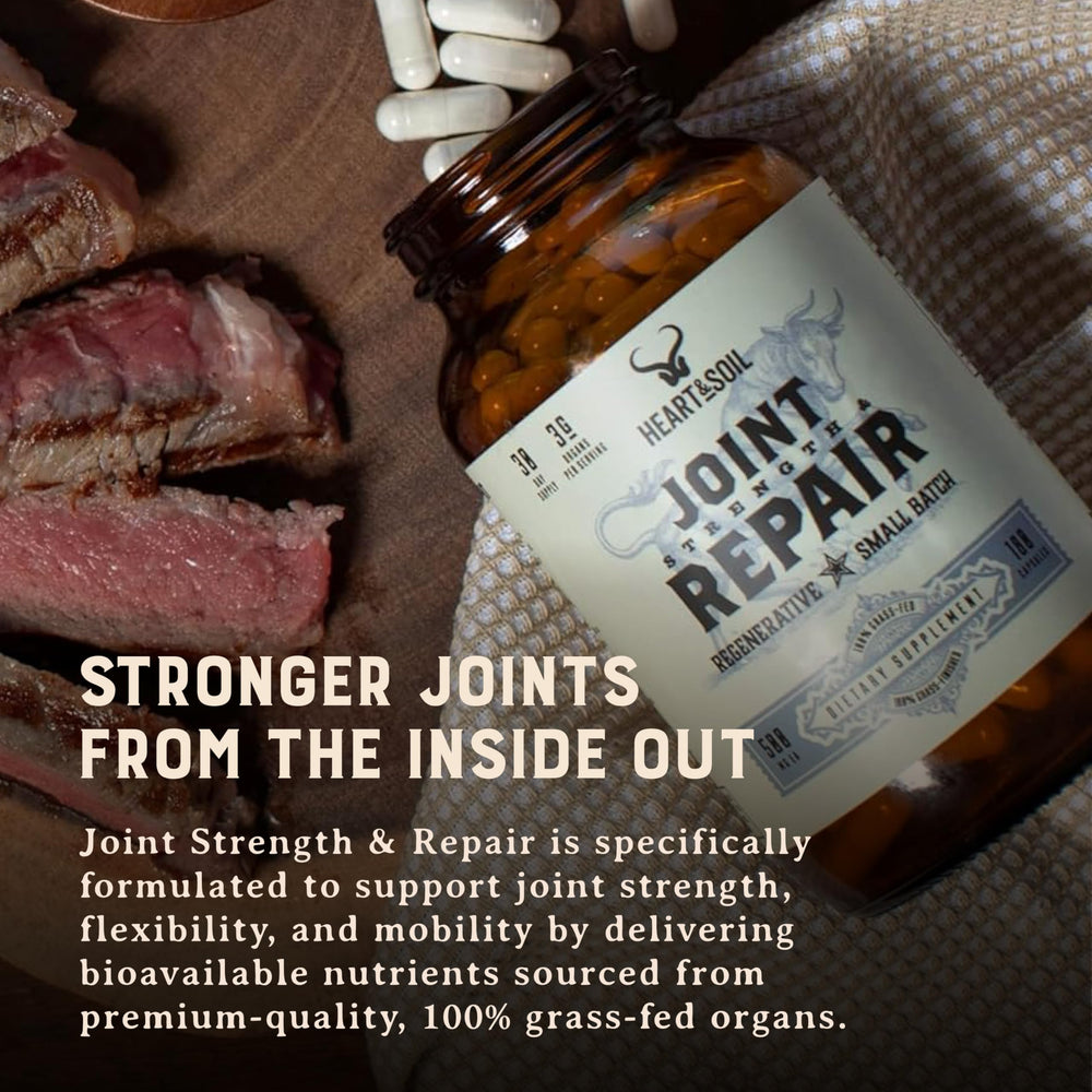 Heart & Soil nutrient-dense formula image underscores collagen and peptides.