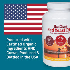 HeartShape Red Yeast Rice bottle seal and safety marks visible.